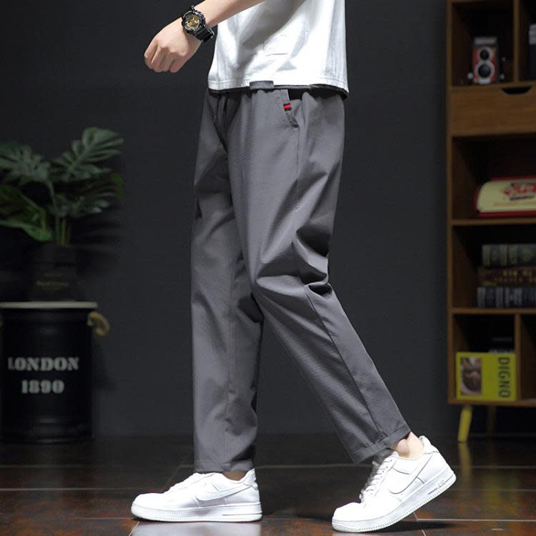 九分褲男夏季冰絲運動男褲薄款男生速干長褲寬松大碼肥佬休閒褲子-細節圖8