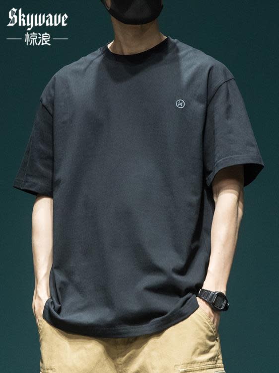 短袖T恤 夏季基礎款280克重磅男潮牌ins寬松日系大碼棉質百搭體恤-細節圖6