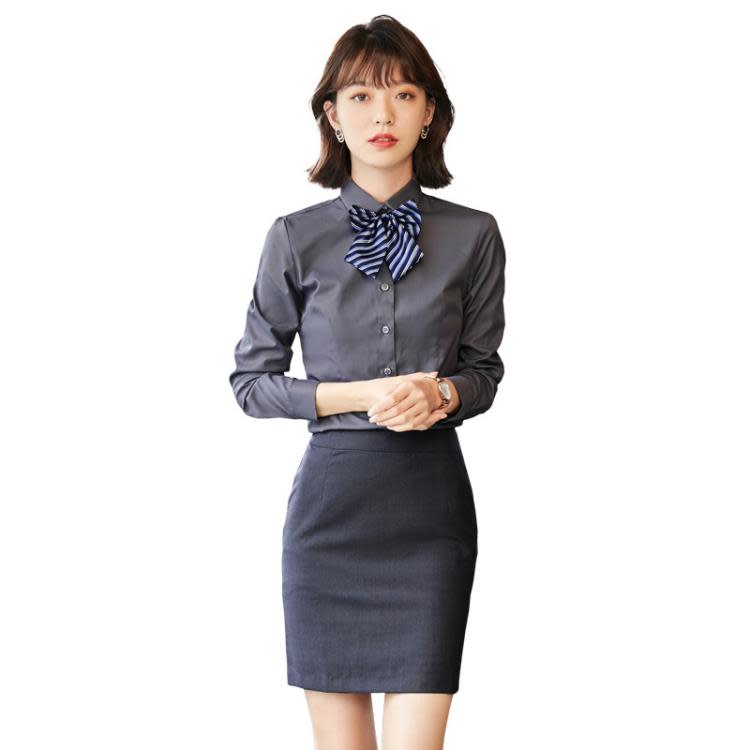 男女同款襯衫正裝職業套裝長袖襯衣制服裝企業工作服秋季訂製logo-細節圖5