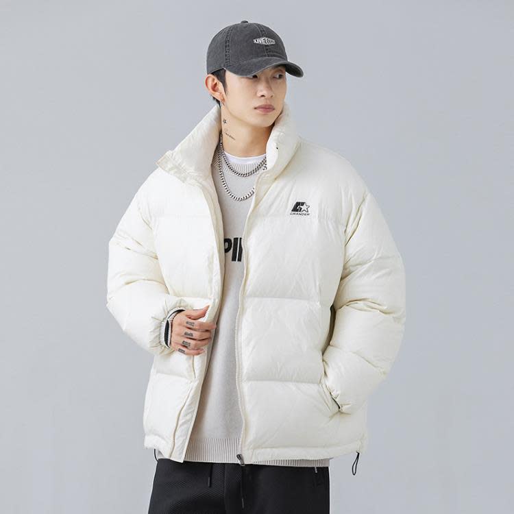 韓路日系男裝 冬季新款羽絨服男女情侶裝潮牌印花加厚面包服外套-細節圖3