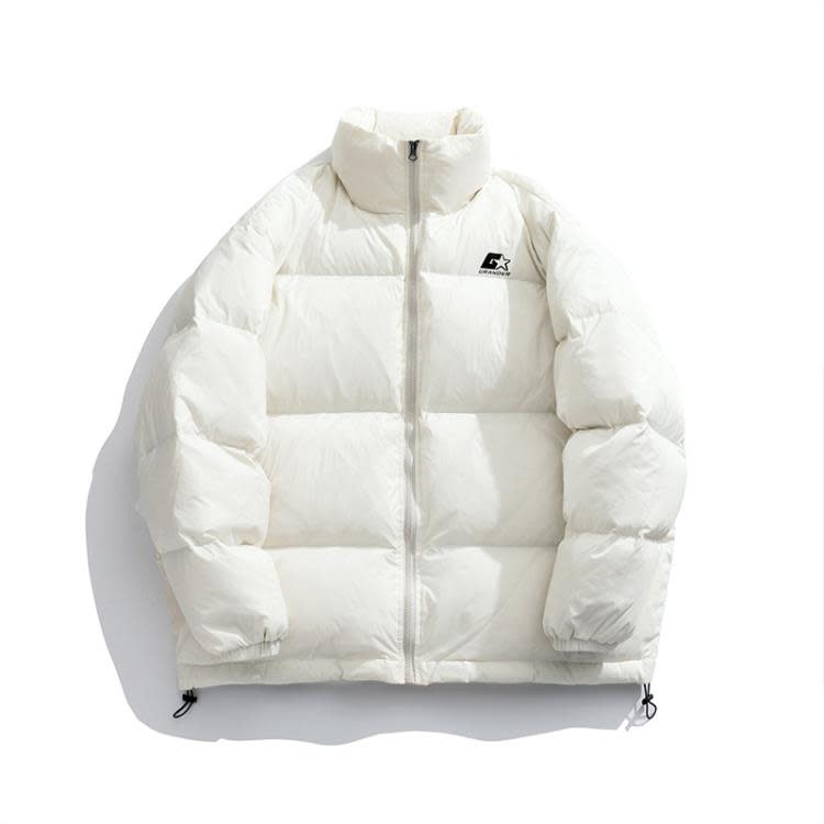 韓路日系男裝 冬季新款羽絨服男女情侶裝潮牌印花加厚面包服外套-細節圖7
