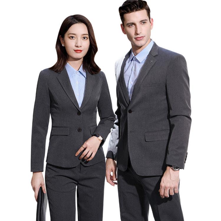 深灰色西裝套裝三件套正韓氣質修身售樓部置業顧問工作服銷售工裝-細節圖5