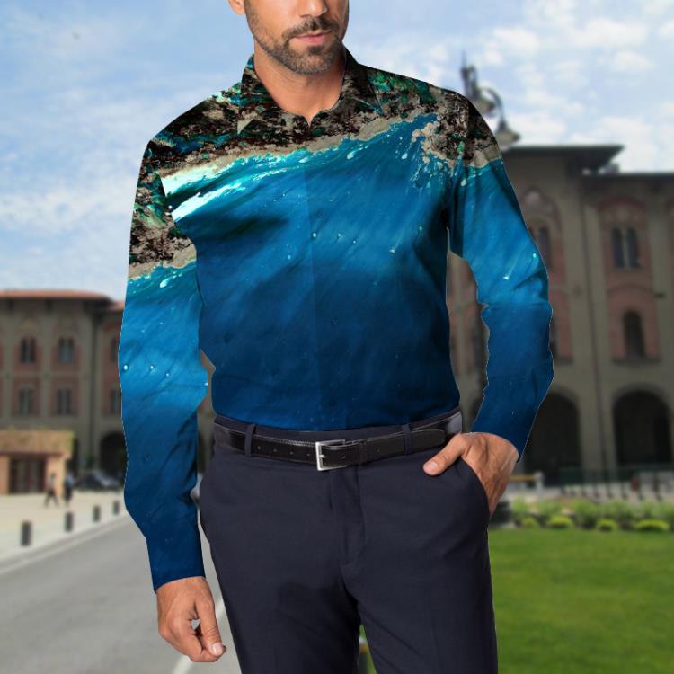 襯衫 2023春新款貨源男士歐碼3D印花夏威夷長袖薄款上衣男-細節圖6