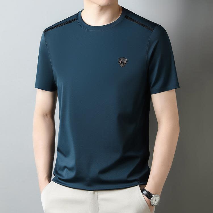 圓領短袖男士夏季新款2023中青年個性套頭短袖T恤男裝上衣半袖潮-細節圖2