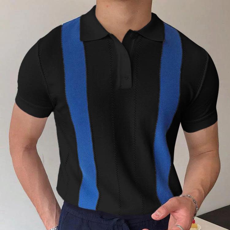 短袖polo衫 歐美男裝 新款撞色針織衫 男士休閒Polo衫潮SR0096-細節圖2
