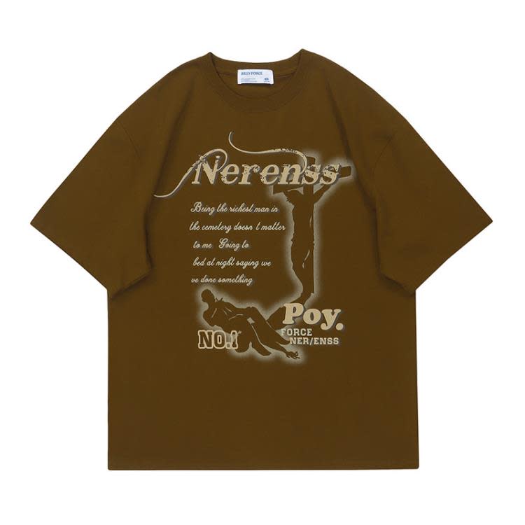 T-002時尚男裝簡約字母印花短袖T恤2023春夏新款圓領寬松顯瘦上衣-細節圖2