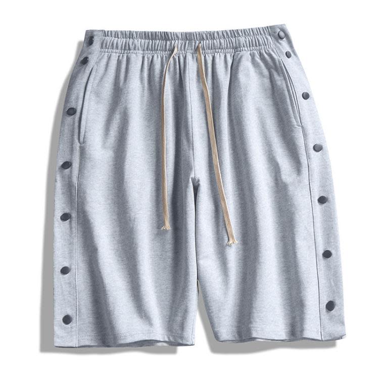 短褲 2023新款夏季排扣寬松運動褲休閒紐扣五分褲潮籃球褲子男男式-細節圖2