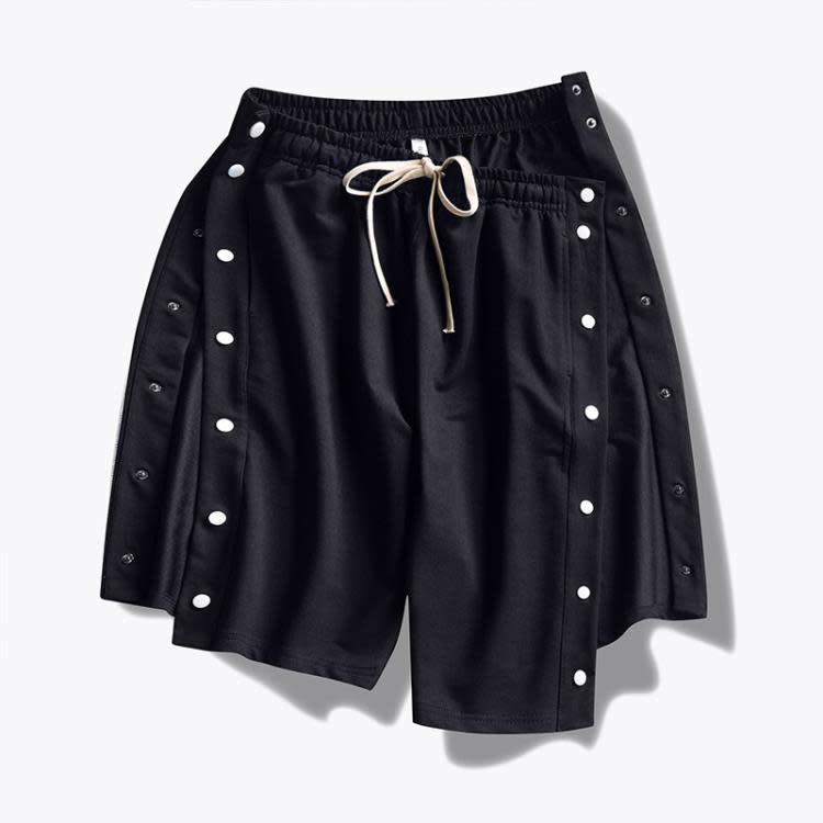 短褲 2023新款夏季排扣寬松運動褲休閒紐扣五分褲潮籃球褲子男男式-細節圖3