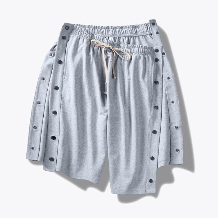 短褲 2023新款夏季排扣寬松運動褲休閒紐扣五分褲潮籃球褲子男男式-細節圖5