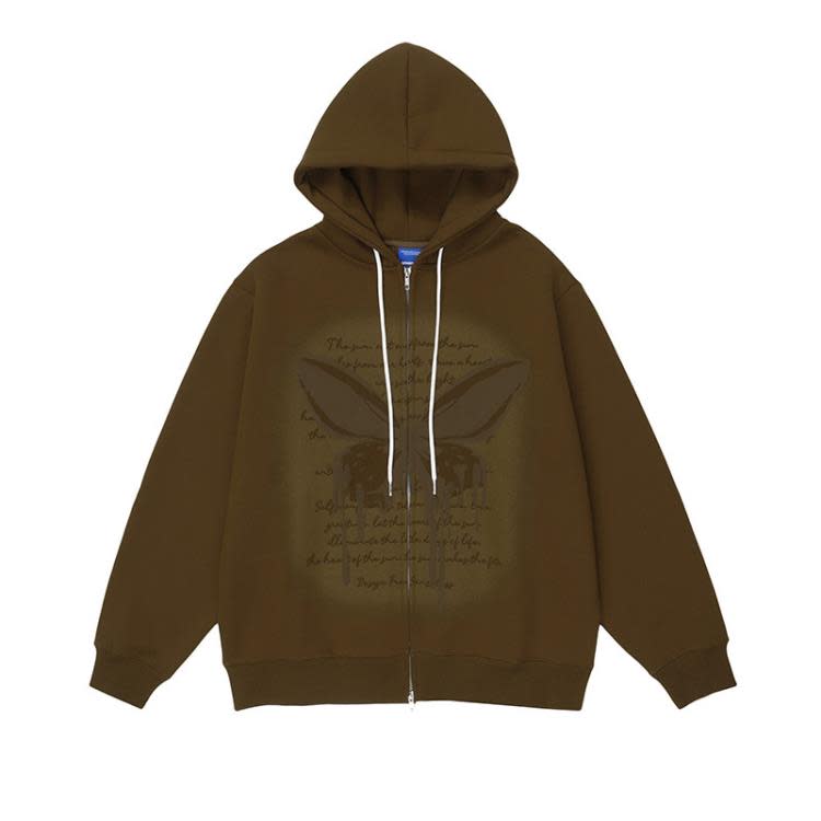 SE-W2535 330g抓絨拉鍊開衫連帽衛衣 黑色 咖啡色-細節圖2