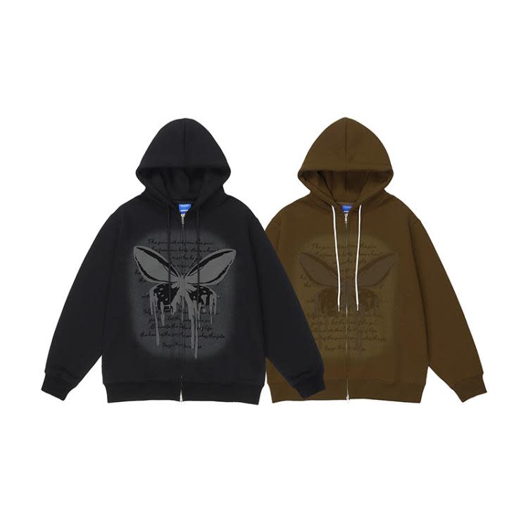 SE-W2535 330g抓絨拉鍊開衫連帽衛衣 黑色 咖啡色-細節圖5