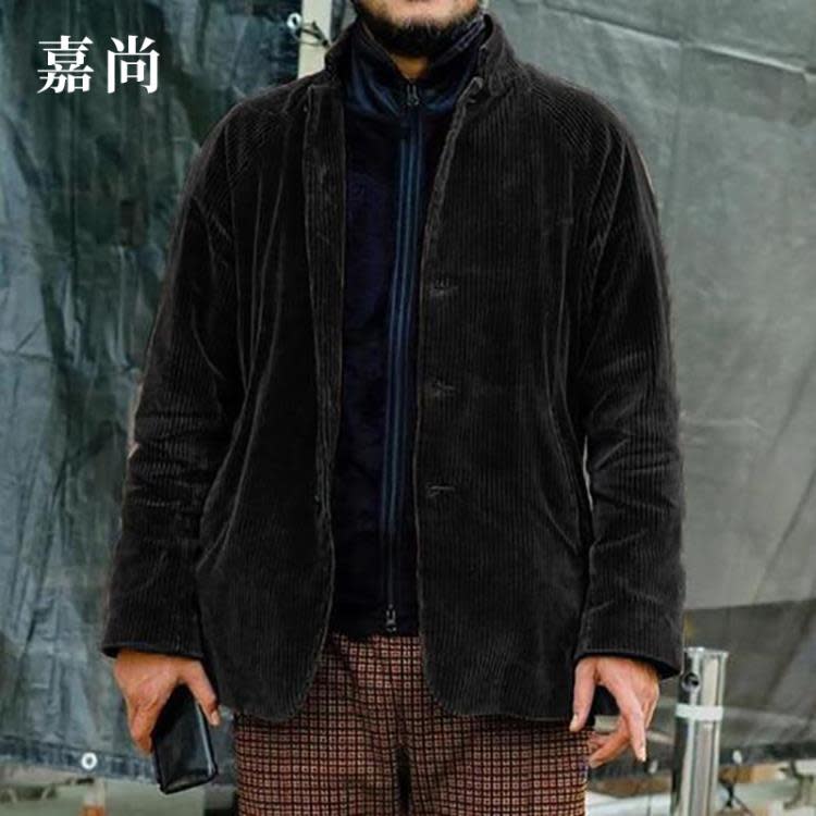 夾克 2023春季歐美純色單排扣寬松休閒外套男-細節圖6