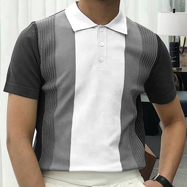 polo衫 歐美男裝 夏季新款針織衫 撞色休閒商務Polo衫男SR0090-細節圖2