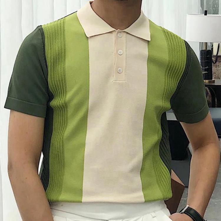 polo衫 歐美男裝 夏季新款針織衫 撞色休閒商務Polo衫男SR0090-細節圖4