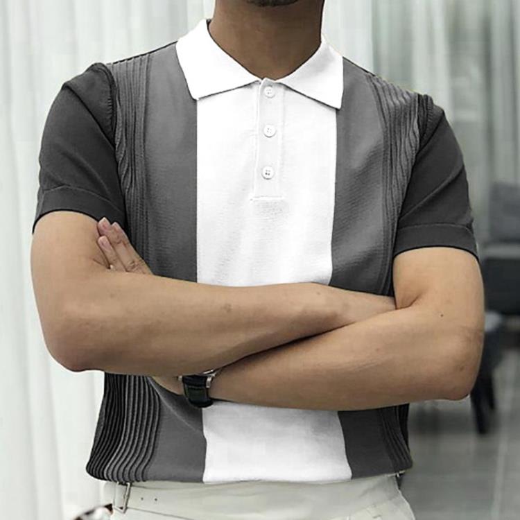 polo衫 歐美男裝 夏季新款針織衫 撞色休閒商務Polo衫男SR0090-細節圖7