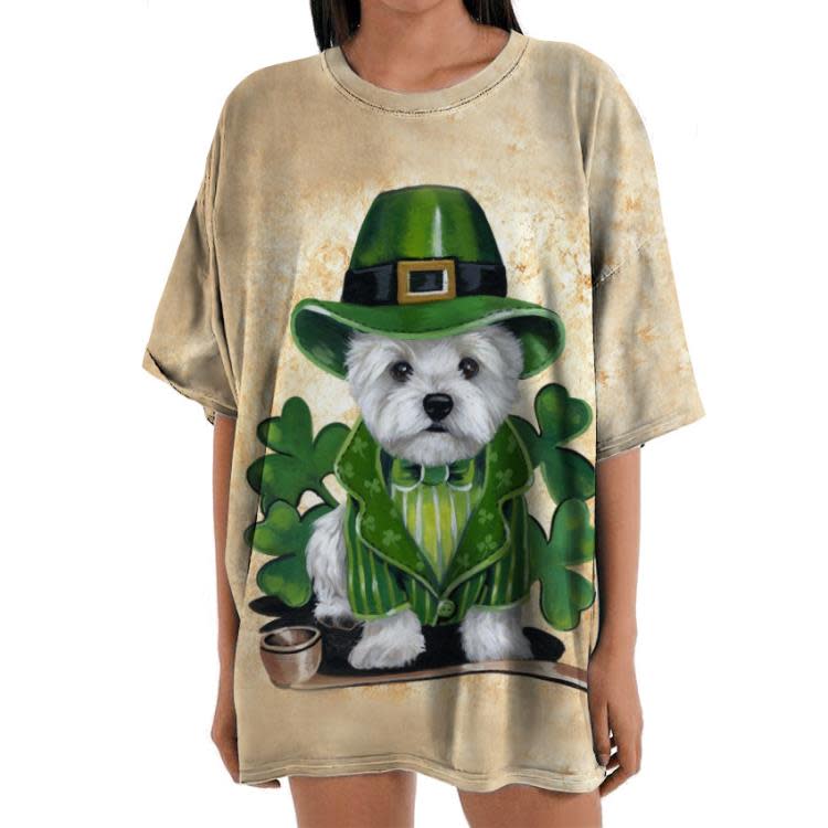 短袖T恤 歐美 女士夏季3D動物貓數碼印花圓領上衣-細節圖7