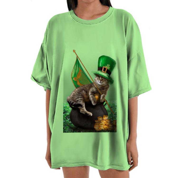 短袖T恤 歐美 女士夏季3D動物貓數碼印花圓領上衣-細節圖9