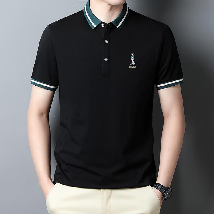 短袖T恤 正韓休閒POLO衫夏季棉質男裝潮牌2023新款修身t恤上衣服-細節圖2