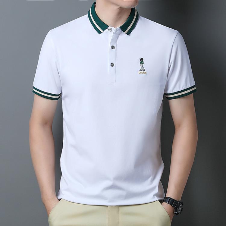 短袖T恤 正韓休閒POLO衫夏季棉質男裝潮牌2023新款修身t恤上衣服-細節圖3