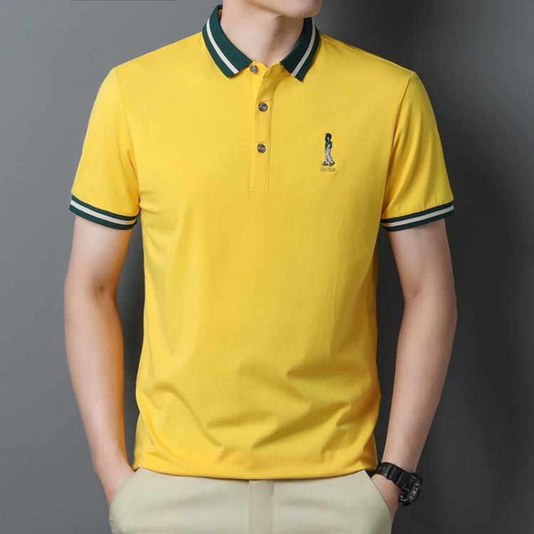 短袖T恤 正韓休閒POLO衫夏季棉質男裝潮牌2023新款修身t恤上衣服-細節圖4