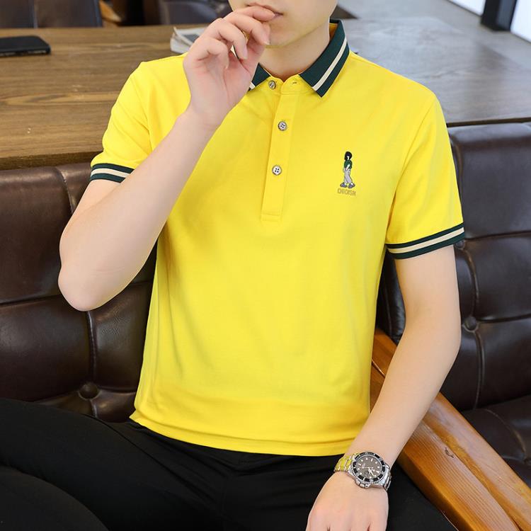 短袖T恤 正韓休閒POLO衫夏季棉質男裝潮牌2023新款修身t恤上衣服-細節圖6