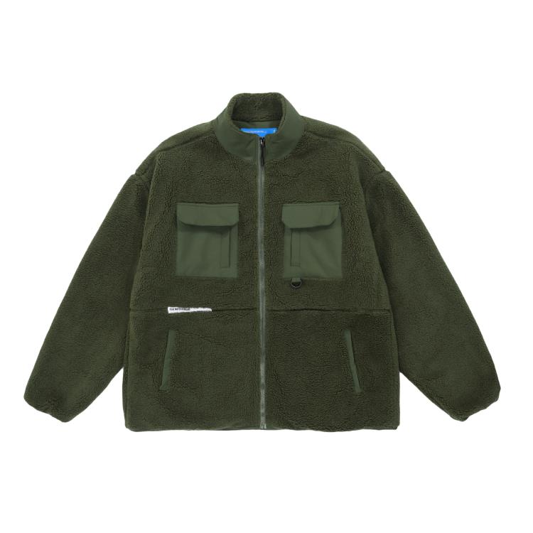 DF57 羊羔絨棉衣外套 黑色 綠色 杏色 S-XL 100%聚酯纖維-細節圖2