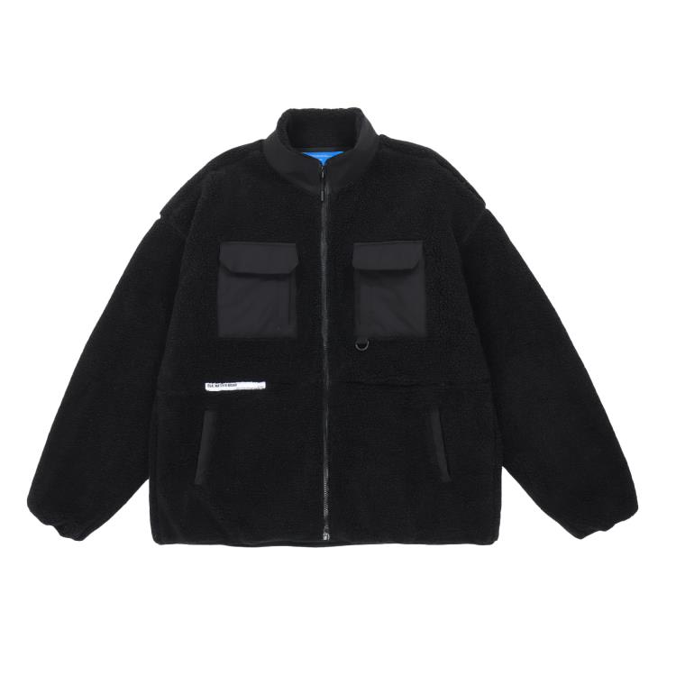 DF57 羊羔絨棉衣外套 黑色 綠色 杏色 S-XL 100%聚酯纖維-細節圖5