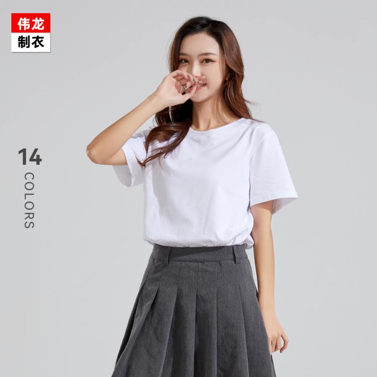 T恤訂製透氣大眾棉蓋絲短袖體恤夏季ins潮牌空白大碼圓領衫定做-細節圖2