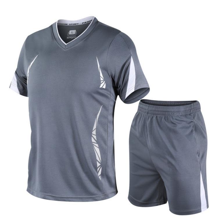 短褲 籃球服速干短袖運動套裝男夏季健身跑步足球服二件套一件代髮-細節圖6