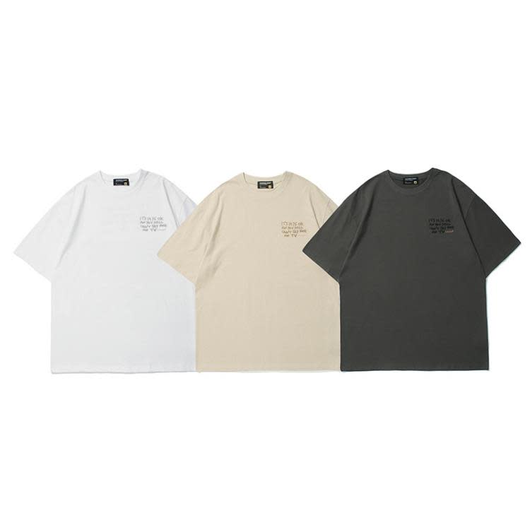 2023夏季新款復古卡通字母印花短袖T恤男潮牌香港寬松情侶圓領T恤-細節圖5