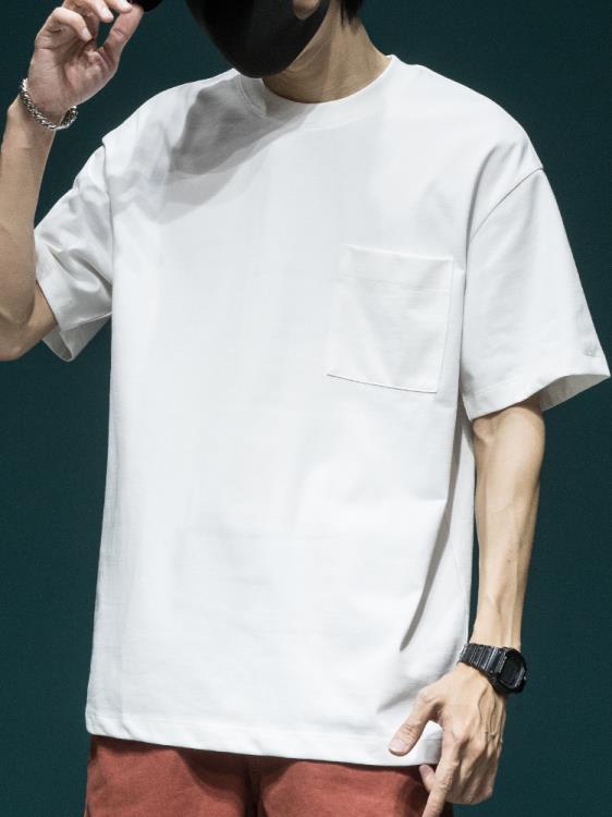 短袖T恤 高端設計感t恤男寬松加肥加大碼夏季ins潮流男裝半袖棉質體恤-細節圖9