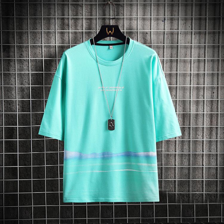 短袖T恤 男式t恤2023夏季新款青年休閒寬松簡約套頭圓領潮流男裝-細節圖4