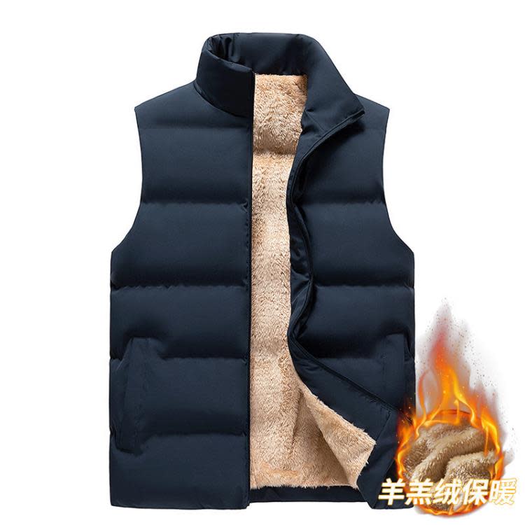 背心 秋冬男士商務休閒馬甲正韓立領大碼棉服加絨保暖羽絨棉馬甲男-細節圖6