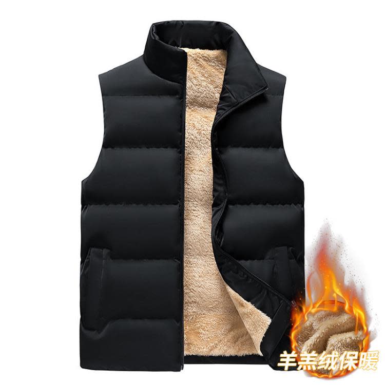 背心 秋冬男士商務休閒馬甲正韓立領大碼棉服加絨保暖羽絨棉馬甲男-細節圖7