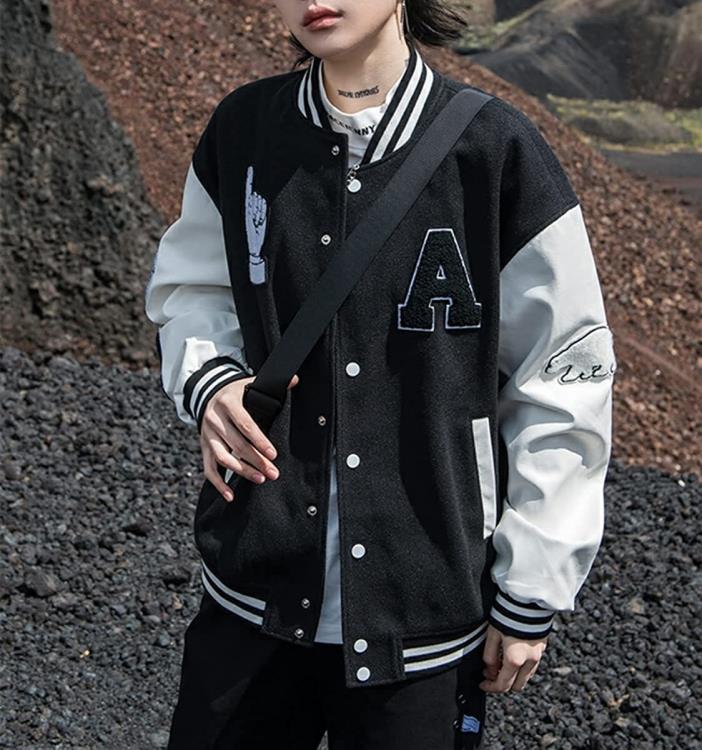男裝2023秋冬新款棒球服學院風立領長袖立體繡字母夾克外套爆款男-細節圖8