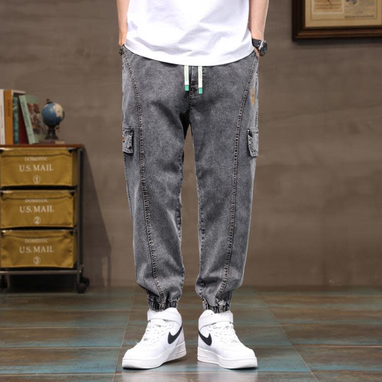 牛仔褲 春秋季男士新款男時尚正韓男士小腳褲正韓青年休閒九分褲男-細節圖3