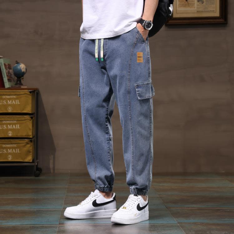 牛仔褲 春秋季男士新款男時尚正韓男士小腳褲正韓青年休閒九分褲男-細節圖7