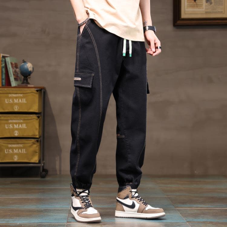 牛仔褲 春秋季男士新款男時尚正韓男士小腳褲正韓青年休閒九分褲男-細節圖8