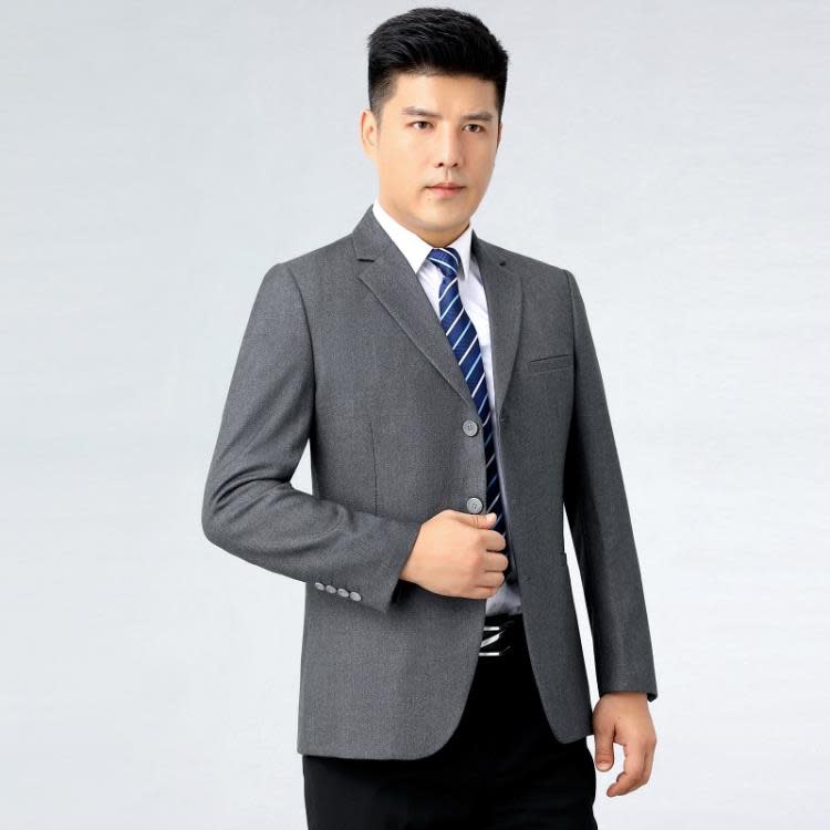 品牌休閒西裝男新款春秋裝外套修身商務時尚便西正裝中年男士西服-細節圖4