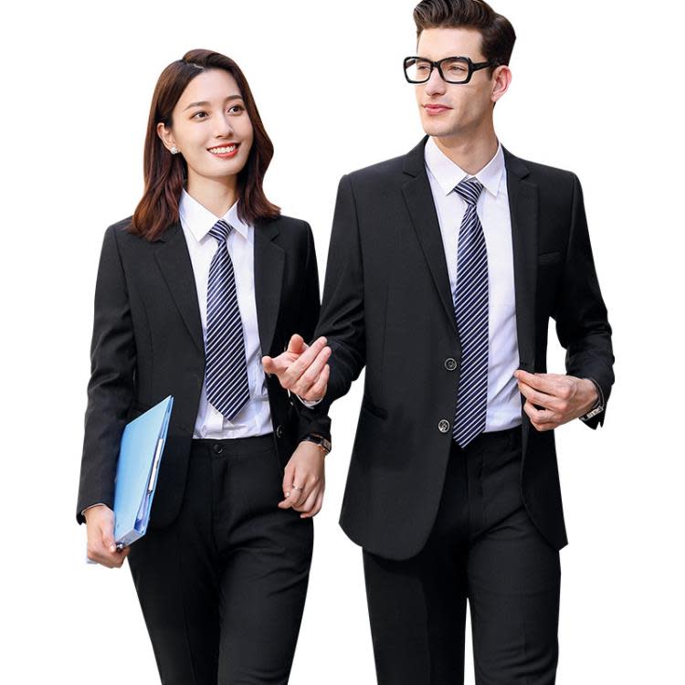 公務員面試服裝男女同款職業裝教師西裝套裝老師工作服黑色西服-細節圖5