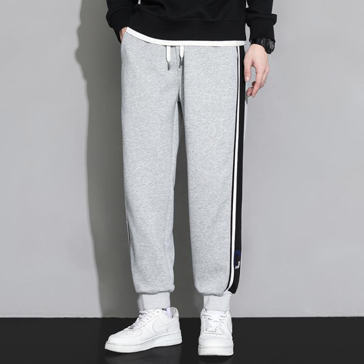 休閒褲 運動褲男春秋款側條紋撞邊潮流褲子寬松束腳春秋衛褲男士-細節圖6