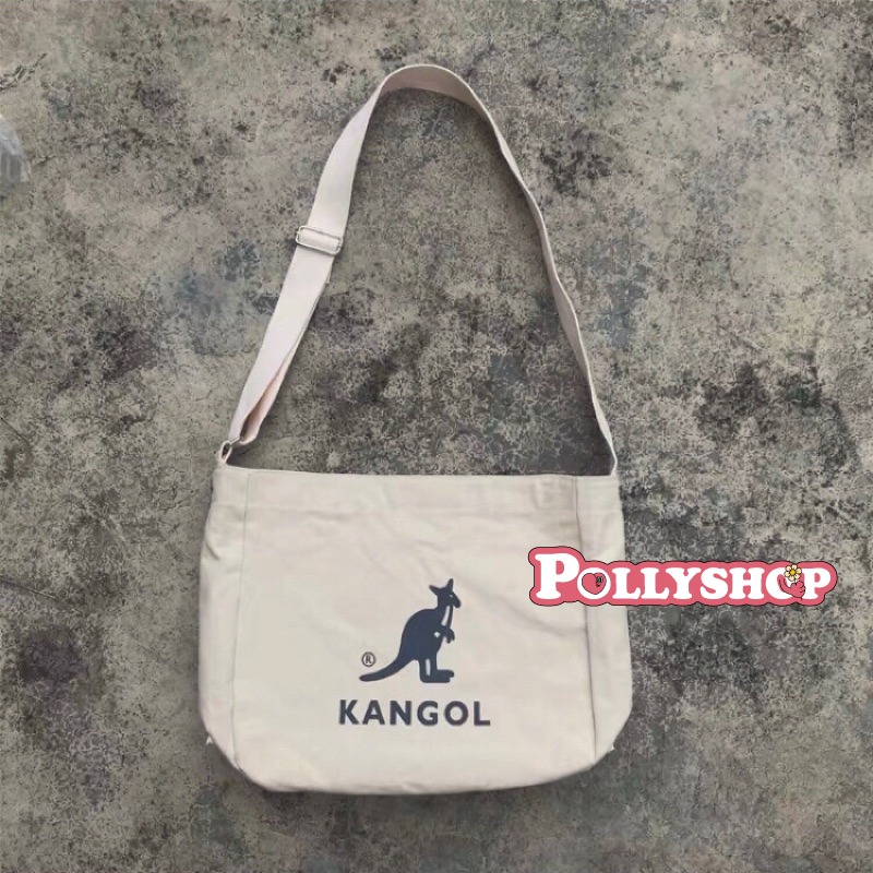 【現貨1-4天出貨】 kangol 帆布包 袋鼠 單肩斜挎包 托特包 休閒側肩包 女生包包 學院風包 帆布袋-細節圖6