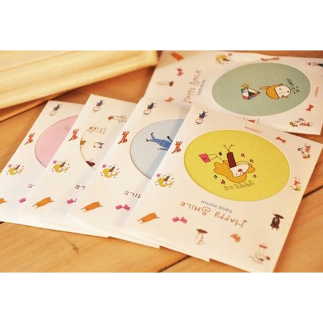 小圓鏡 韓國熱賣插畫風 隨身鏡 來店禮 打卡禮 化妝鏡 美容鏡 贈品 小鏡子 探房禮 婚禮小物 美睫娜娜-細節圖4