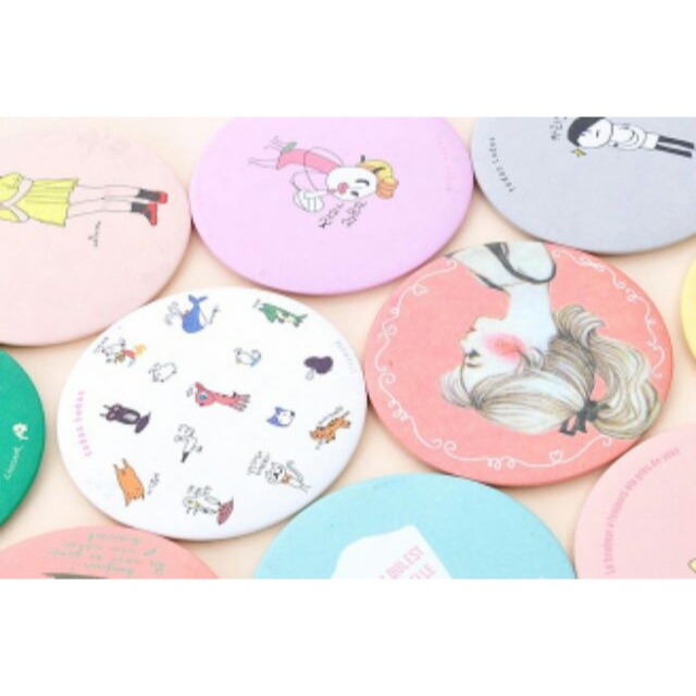小圓鏡 韓國熱賣插畫風 隨身鏡 來店禮 打卡禮 化妝鏡 美容鏡 贈品 小鏡子 探房禮 婚禮小物 美睫娜娜-細節圖5