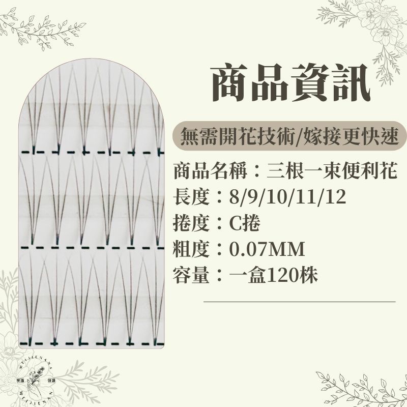 現貨 三根一束 無痕便利花 山茶花朵毛 朵毛 便利花 嫁接睫毛 美睫材料 美睫工具 美睫娜娜 快速嫁接 無痕睫毛-細節圖2