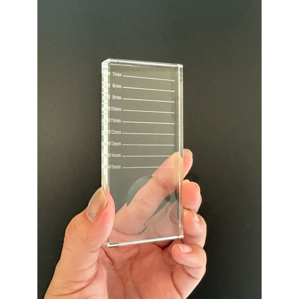 【美睫娜娜】嫁接睫毛 專用長方型 二合一水晶台 (有睫毛尺寸刻度+黑膠槽)  玻璃台 睫毛整理台  調色 玻璃台-細節圖4