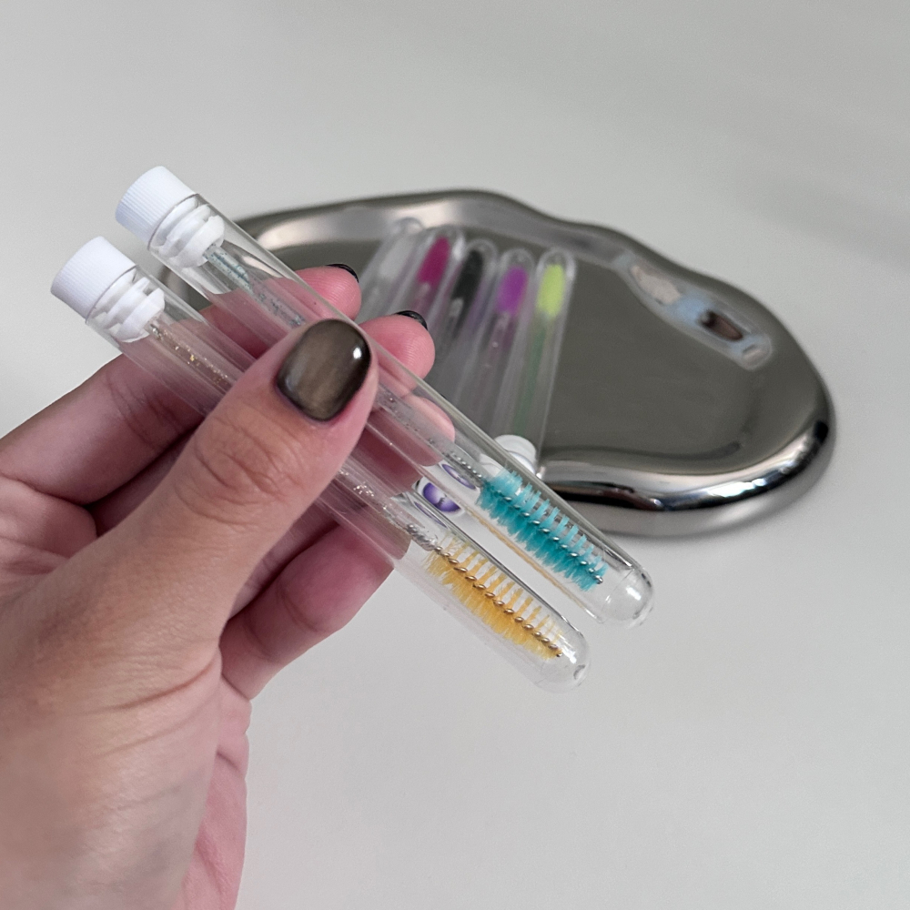 睫毛刷 現貨 水晶睫毛刷 試管睫毛刷 美睫刷 小刷子 水晶桿睫毛刷 攜帶式睫毛刷 多色睫毛刷-細節圖6