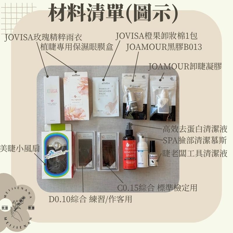 美睫基礎入門套組 現貨 中文標籤 教學用 考試用 套組 教學套組 美睫 學生套組 美睫材料 睫毛材料 MJNN-細節圖5