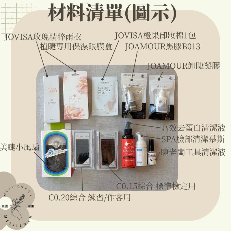 美睫基礎入門套組 現貨 中文標籤 教學用 考試用 套組 教學套組 美睫 學生套組 美睫材料 睫毛材料 MJNN-細節圖5