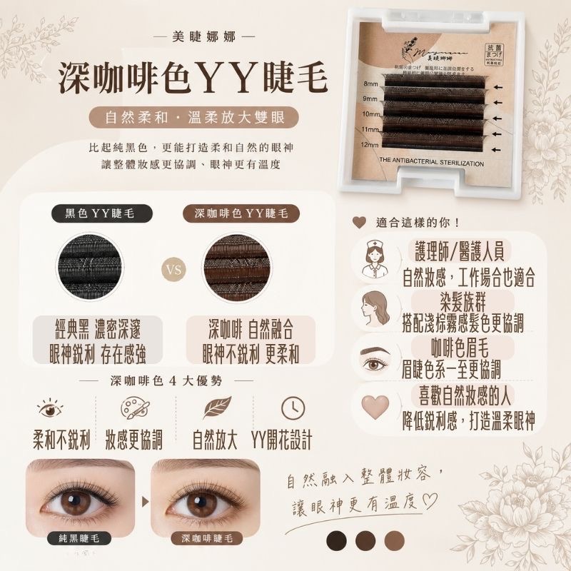 美睫娜娜 YY深咖啡色 睫毛 YY睫毛 毛料柔軟 嫁接睫毛 假睫毛 Y毛 便利花美人魚睫毛 編織睫毛 自動開花 便利花-細節圖5